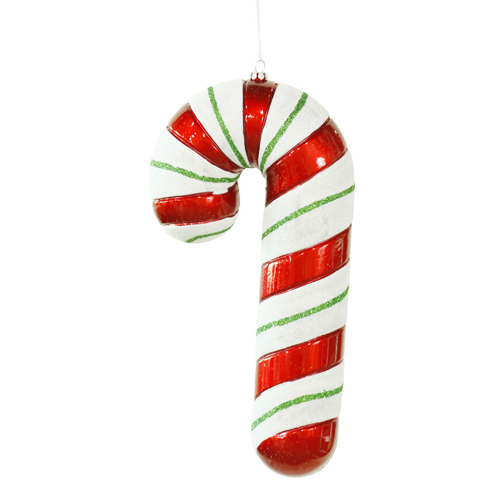 10 inch Red-White-Green Candy Cane Ornament