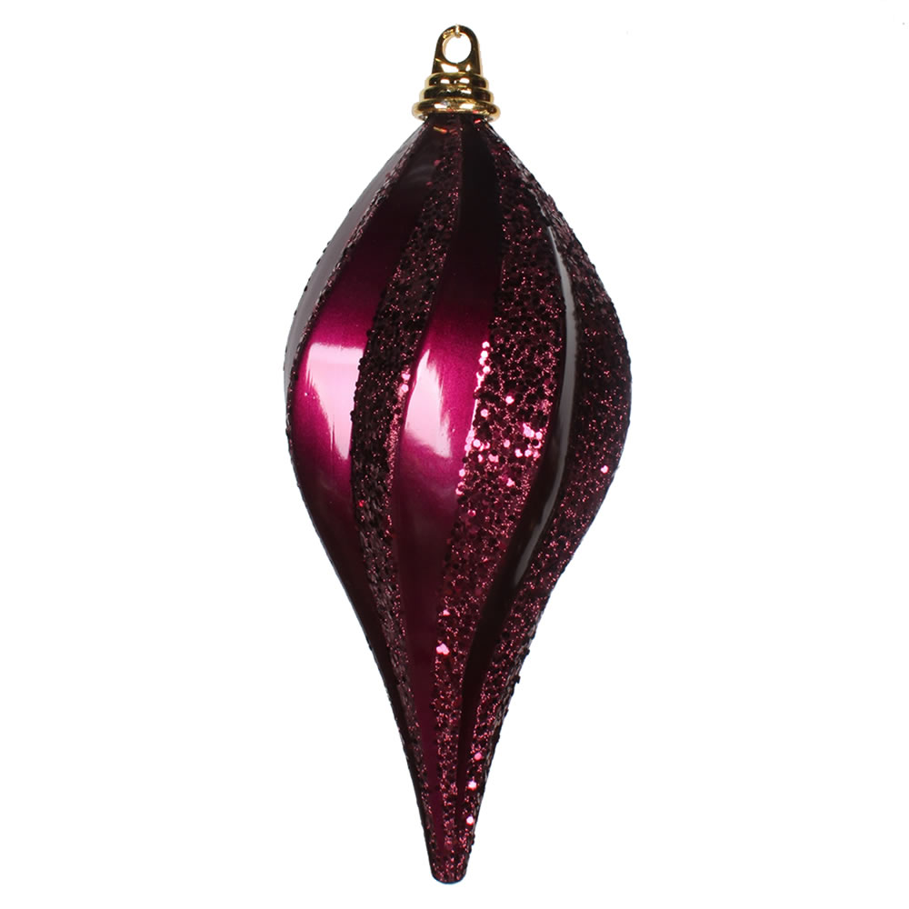 12 inch Christmas Candy Glitter Swirl Drop Ornament: Eggplant | M132656