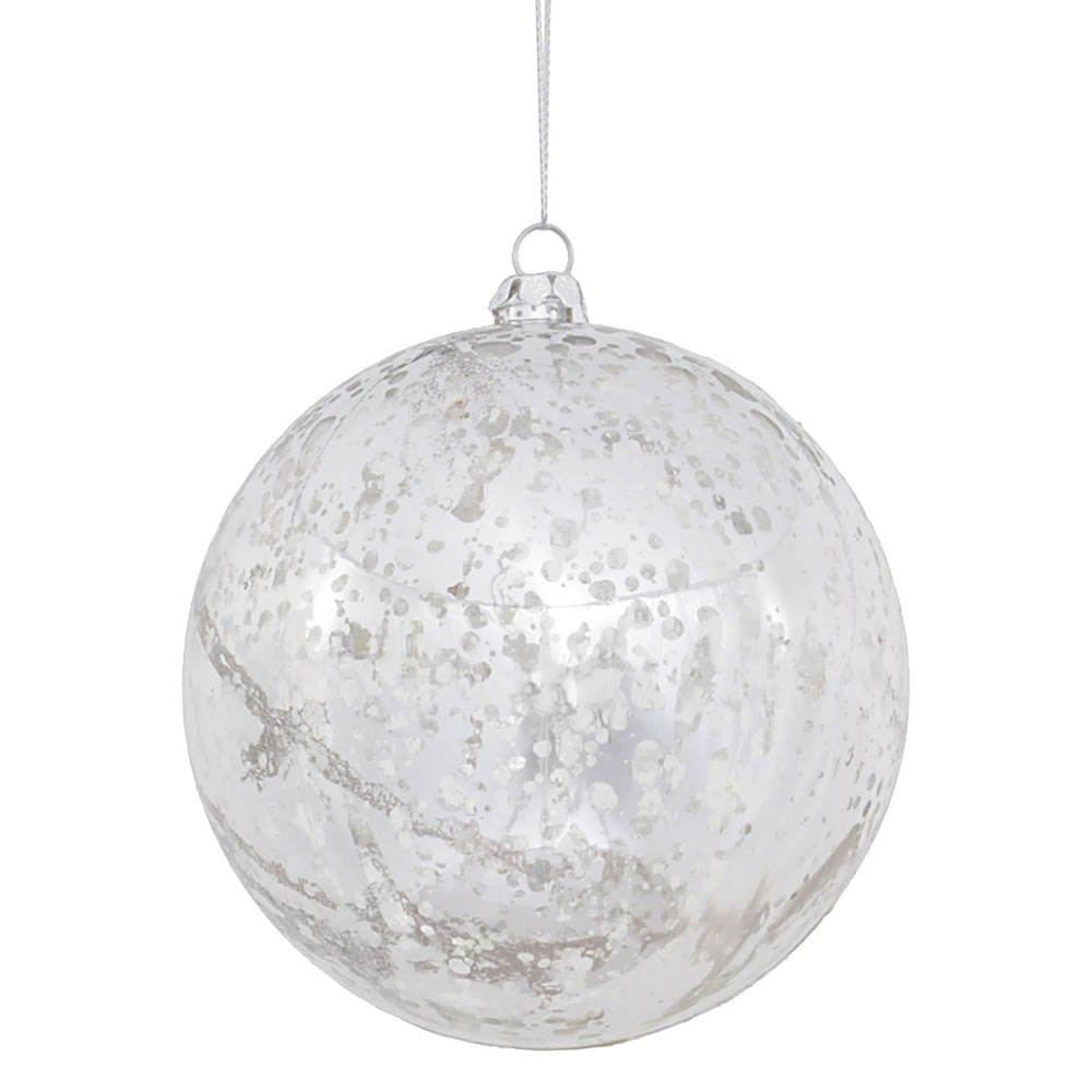 4 inch Silver Shiny Mercury Ball Ornament: Set of 6