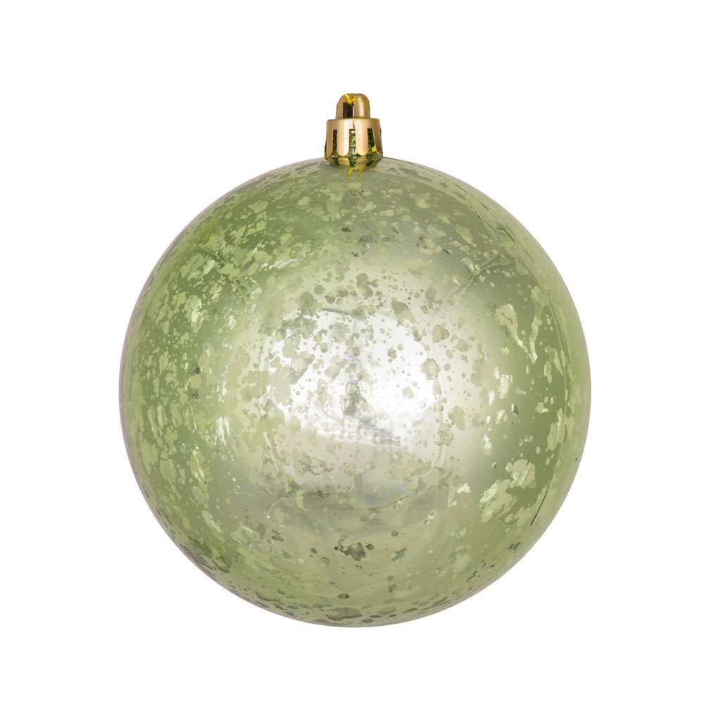 4 inch Celadon Shiny Mercury Ball Ornament: Set of 6