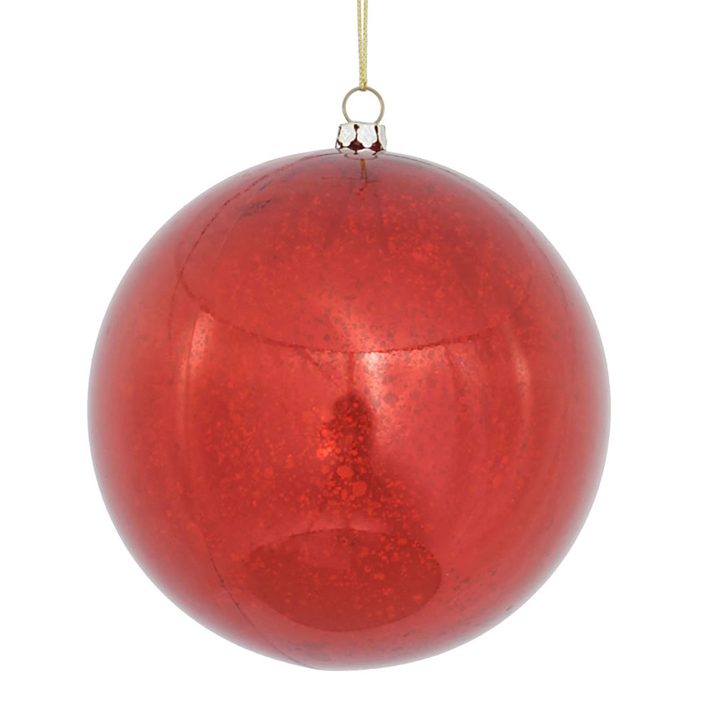 4.75 inch Red Shiny Mercury Ball Ornament: Set of 4