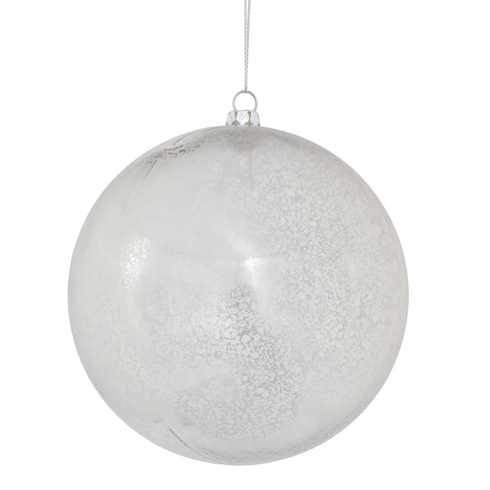 4.75 inch Silver Shiny Mercury Ball Ornament: Set of 4