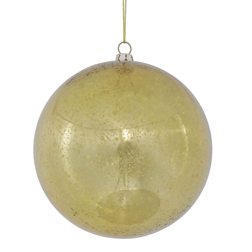 4.75 inch Gold Shiny Mercury Ball Ornament: Set of 4