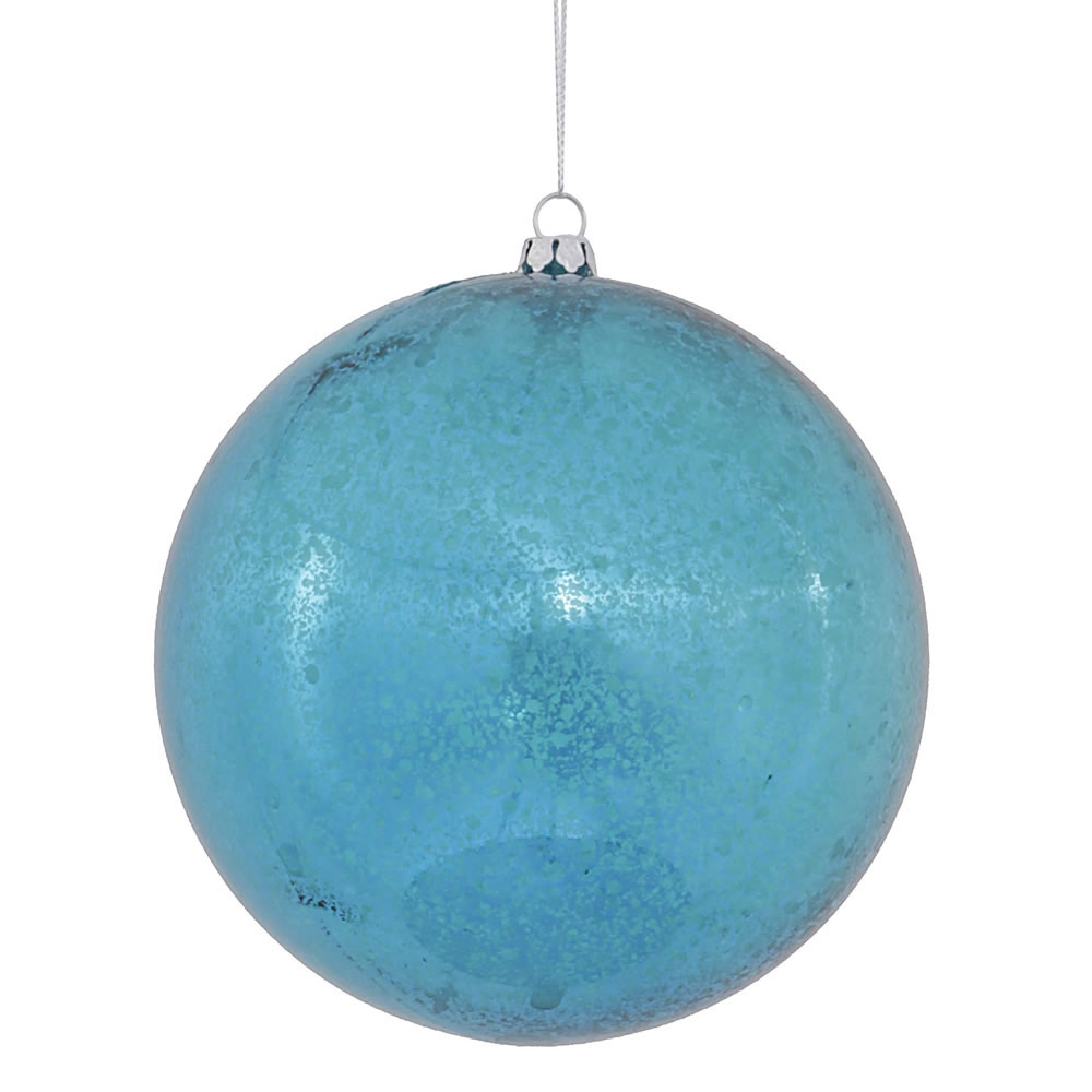 4.75 inch Turquoise Shiny Mercury Ball Ornament: Set of 4