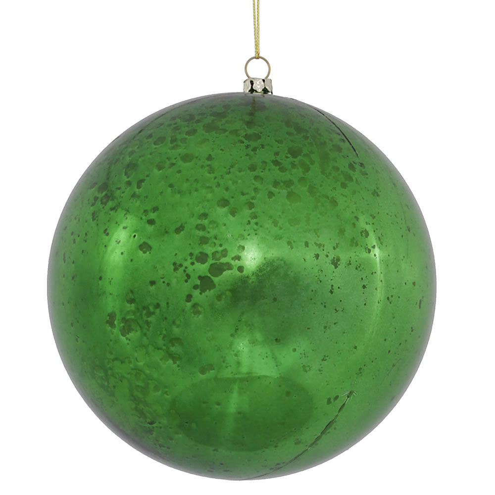 6 inch Green Shiny Mercury Ball Ornament: Set of 4