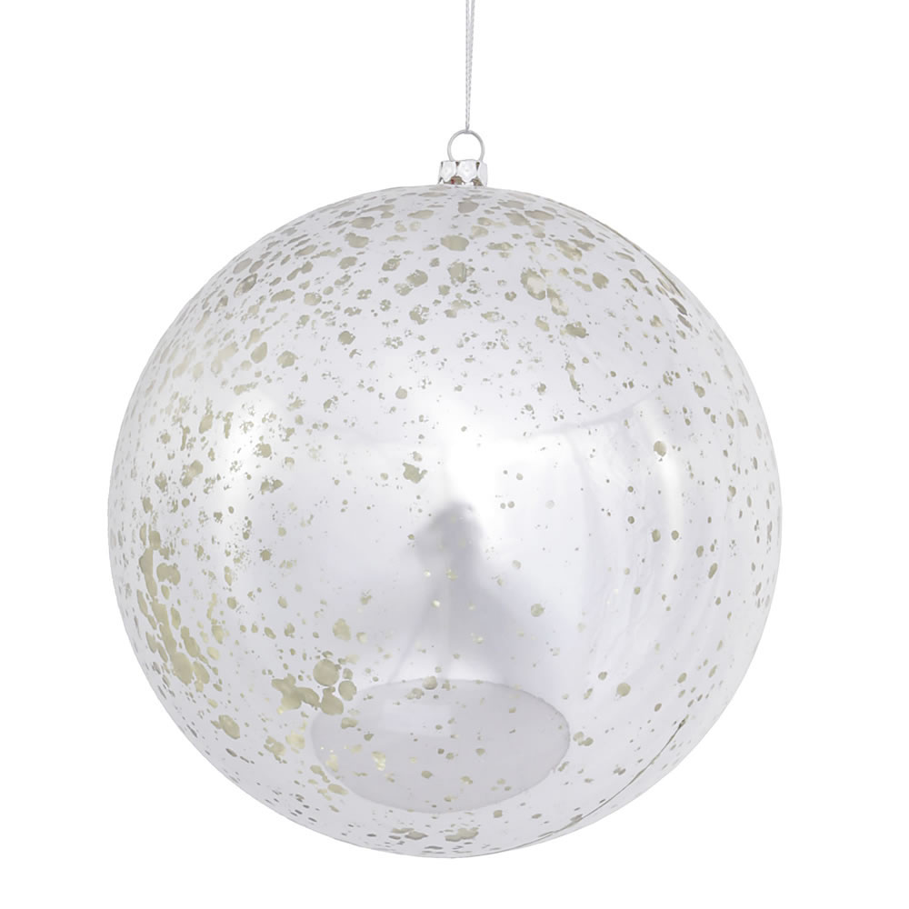 6 inch Silver Shiny Mercury Ball Ornament: Set of 4