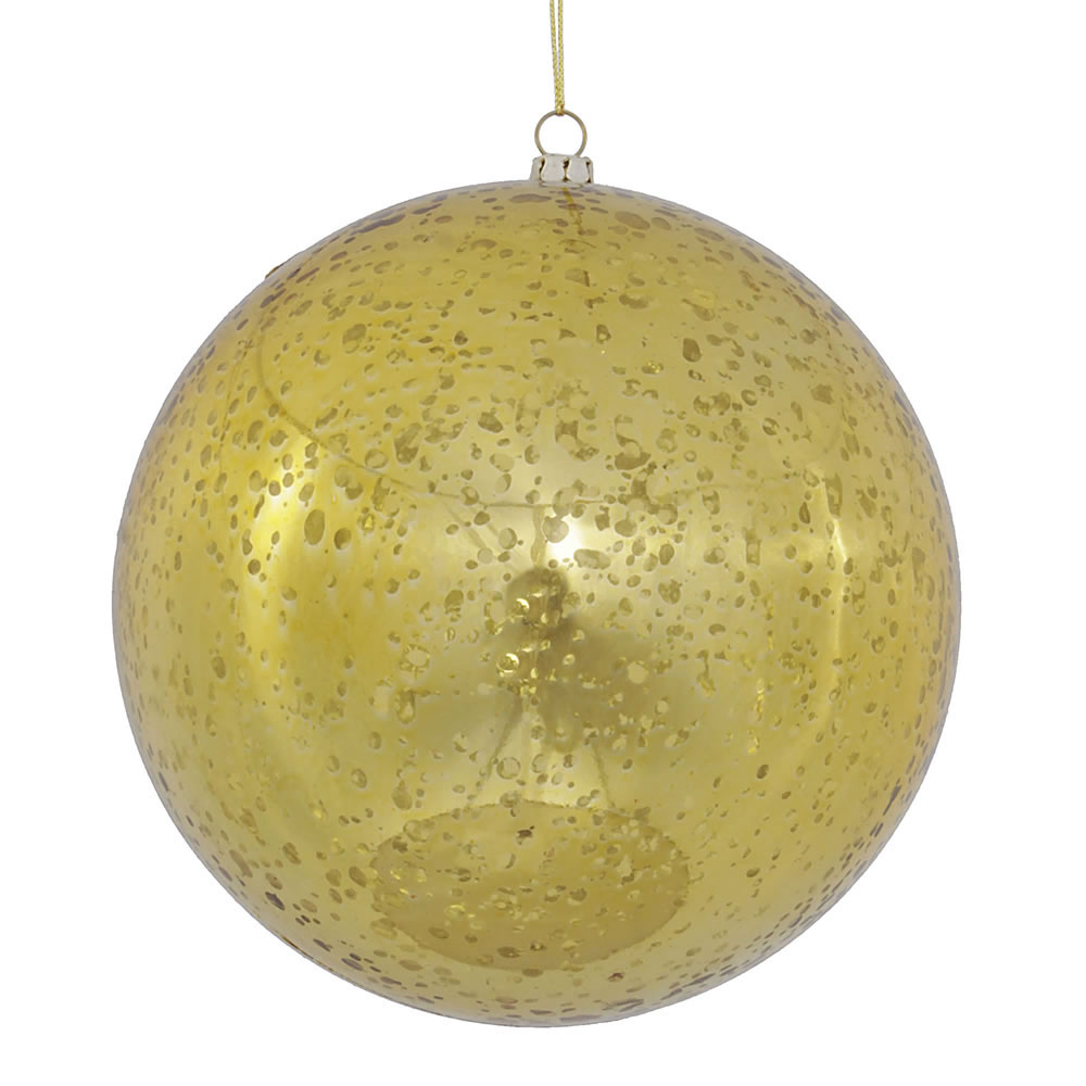 6 inch Gold Shiny Mercury Ball Ornament: Set of 4