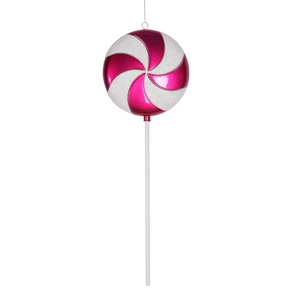 24 inch Cerise-White Candy Lollipop Ornament