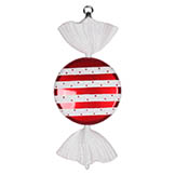 13 inch Red & White Stripe Candy Ornament w/ Iridescent Glitter