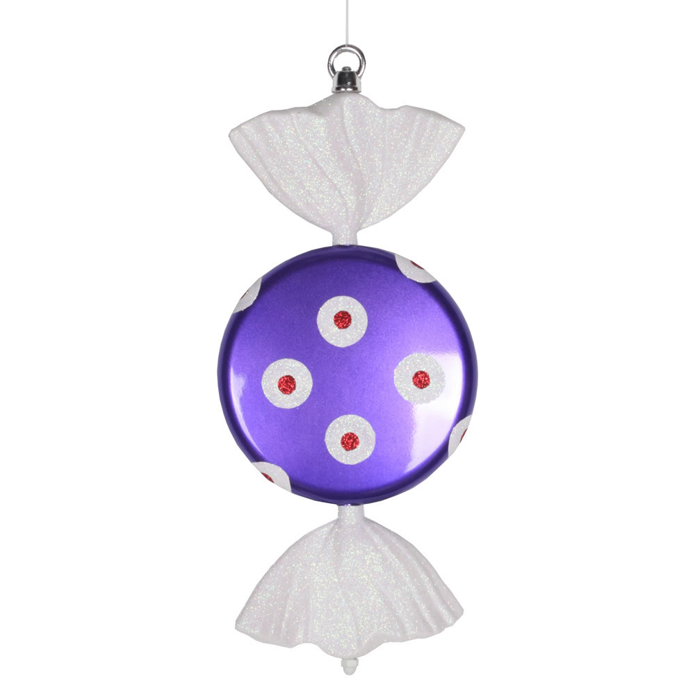 13 inch Purple-White Flat Polka Dot Candy Ornament