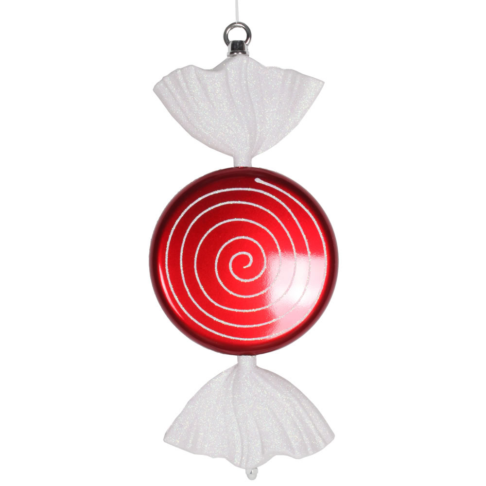 13 inch Red-White Swirl Flat Candy Ornament