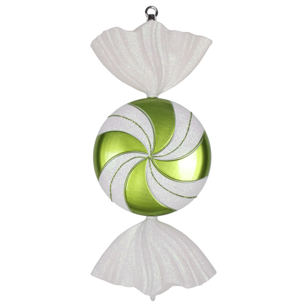 18.5 inch Lime-White Flat Swirl Candy Ornament