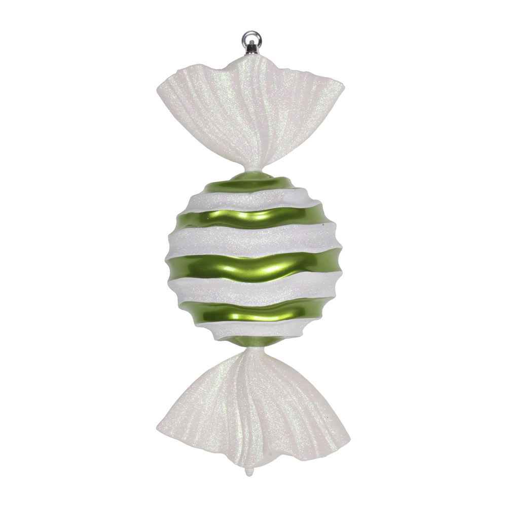 18.5 inch Lime-White Striped Wave Candy Ornament