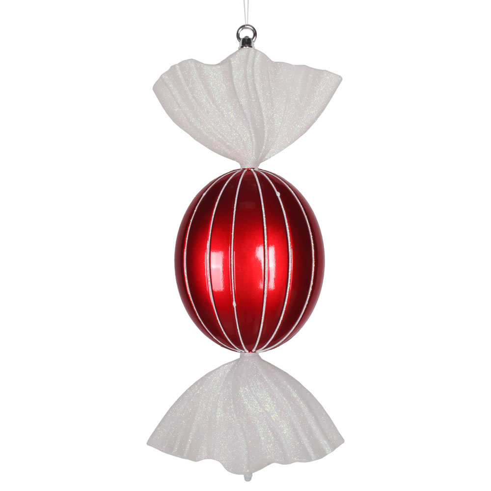 18.5 inch Red-White Oval Striped Candy Ornament