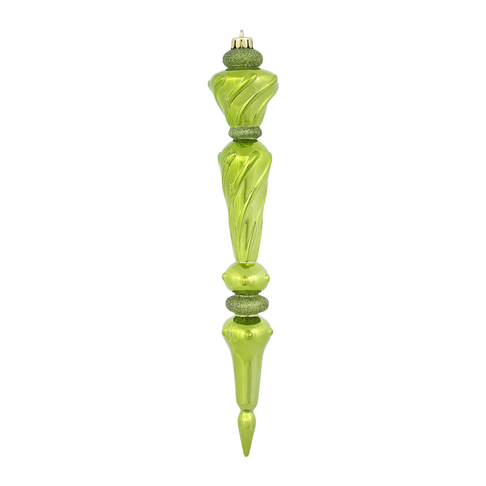 12 inch Lime Shiny Icicle Drop Ornament: Set of 3