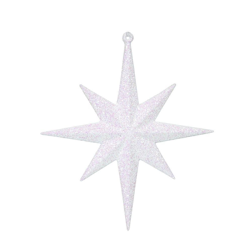 8 Inch Iridescent Glitter Bethlehem Star Ornament: Set Of 4