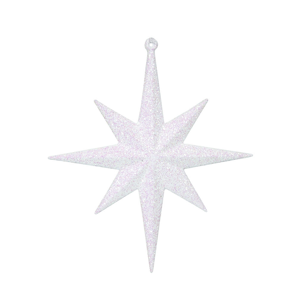 8 inch Iridescent Glitter Bethlehem Star Ornament: Set of 4 | VCK0111