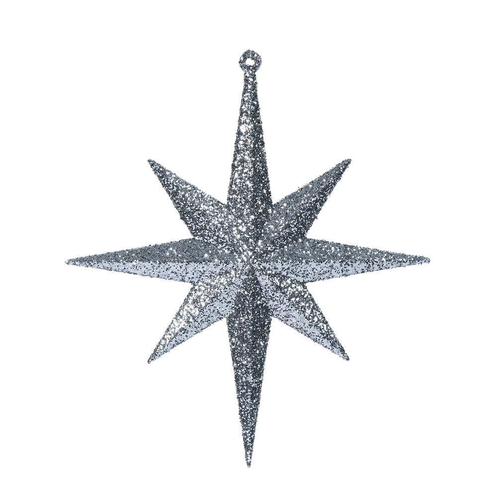 8 inch Pewter Iridescent Glitter Bethlehem Star Ornament: Set of 4 ...