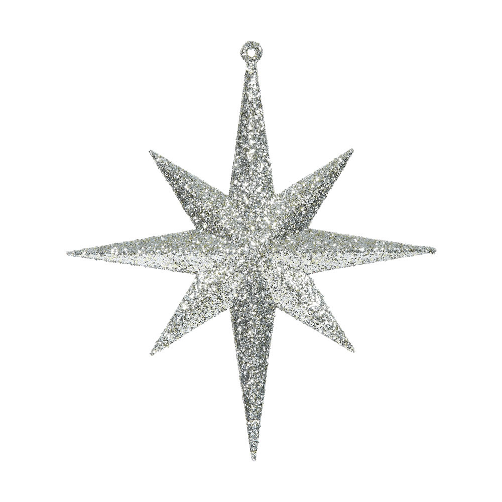 8 inch Champagne Iridescent Glitter Bethlehem Star Ornament: Set of 4