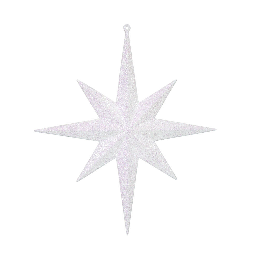 12 Inch Iridescent Glitter Bethlehem Star Ornament: Set Of 2