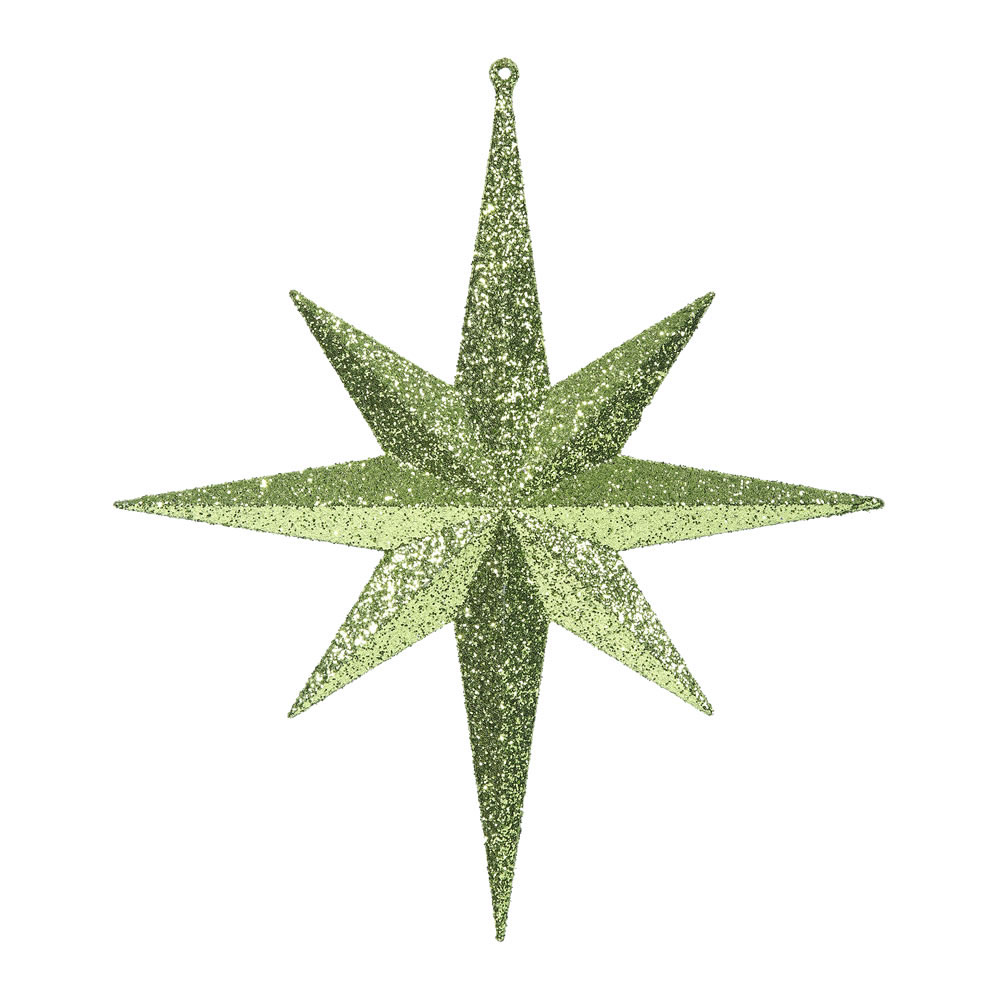 12 inch Lime Iridescent Glitter Bethlehem Star Ornament: Set of 2 | M167414