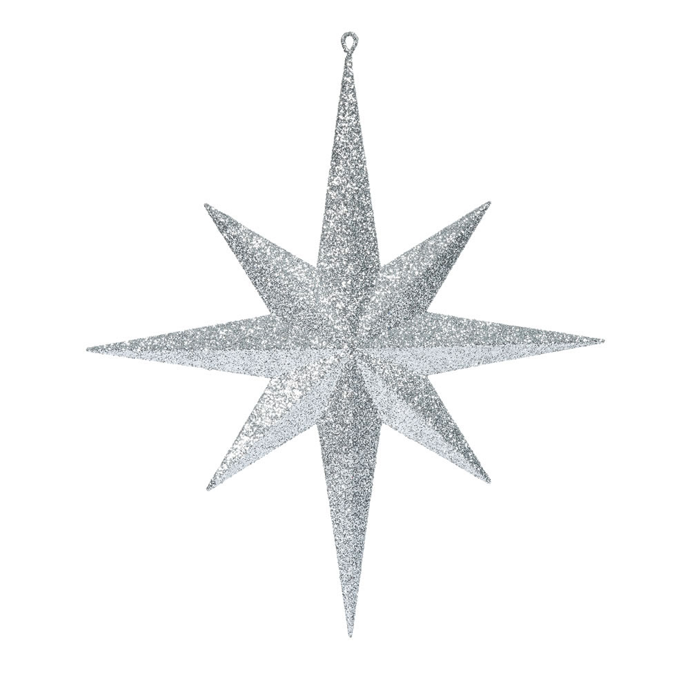 15.75 inch Silver Iridescent Glitter Bethlehem Star Ornament