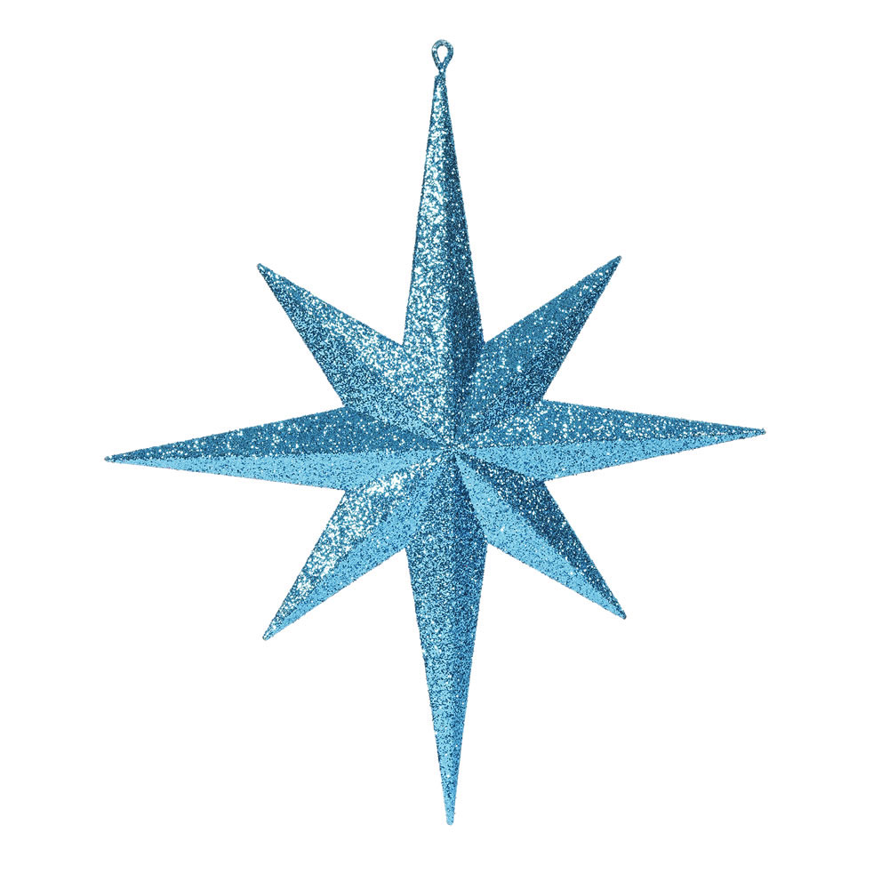 15.75 inch Teal Iridescent Glitter Bethlehem Star Ornament