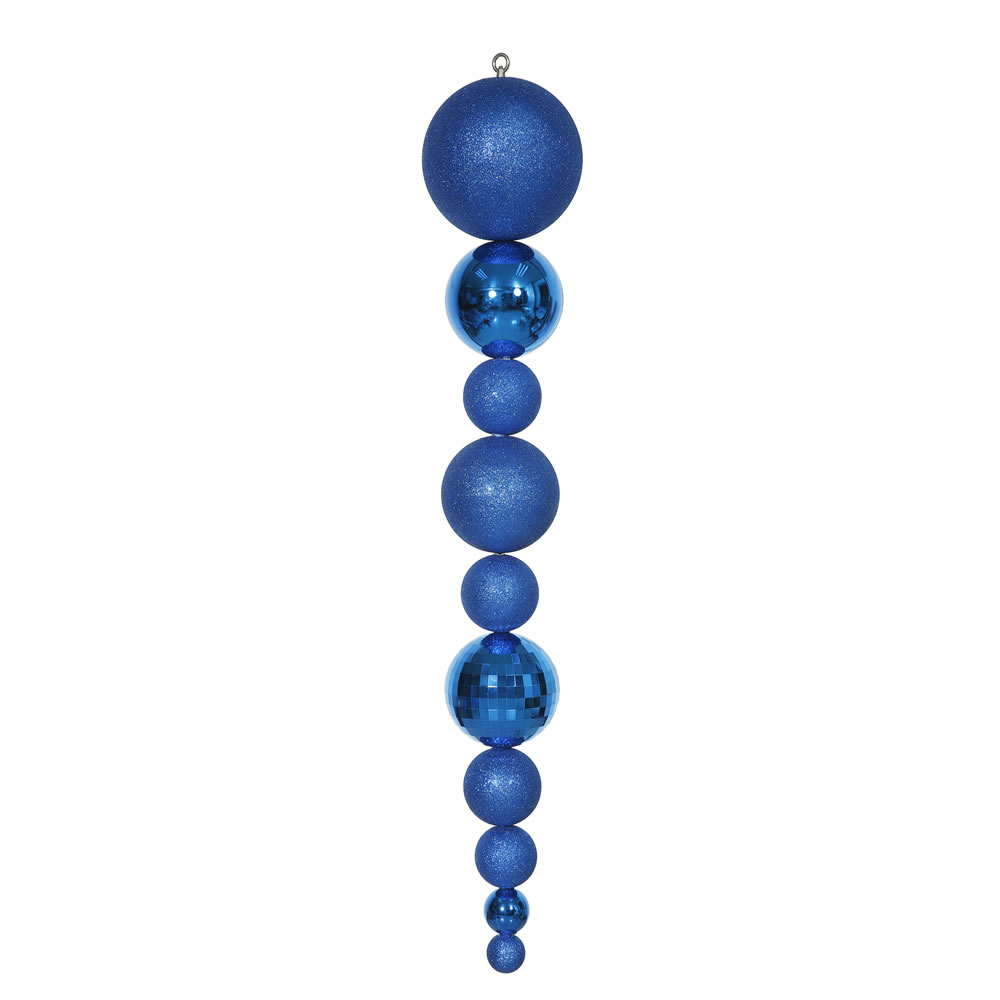 44 inch Blue Iridescent Shiny-Matte Ball Drop Ornament | N104702