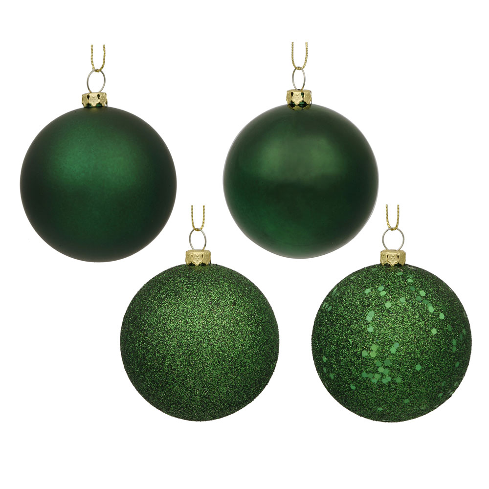 3 inch Emerald 4-Finish Ball Ornament: Set of 32