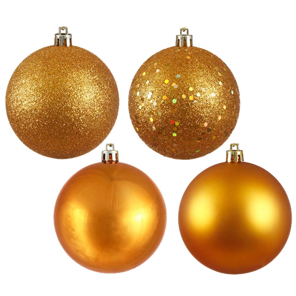 3 inch Antique Gold 4-Finish Ball Ornament: Set of 32