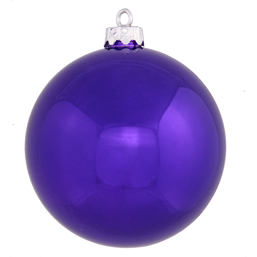 4 inch Purple Shiny Ball Ornament: Set of 6 | N591006DSV