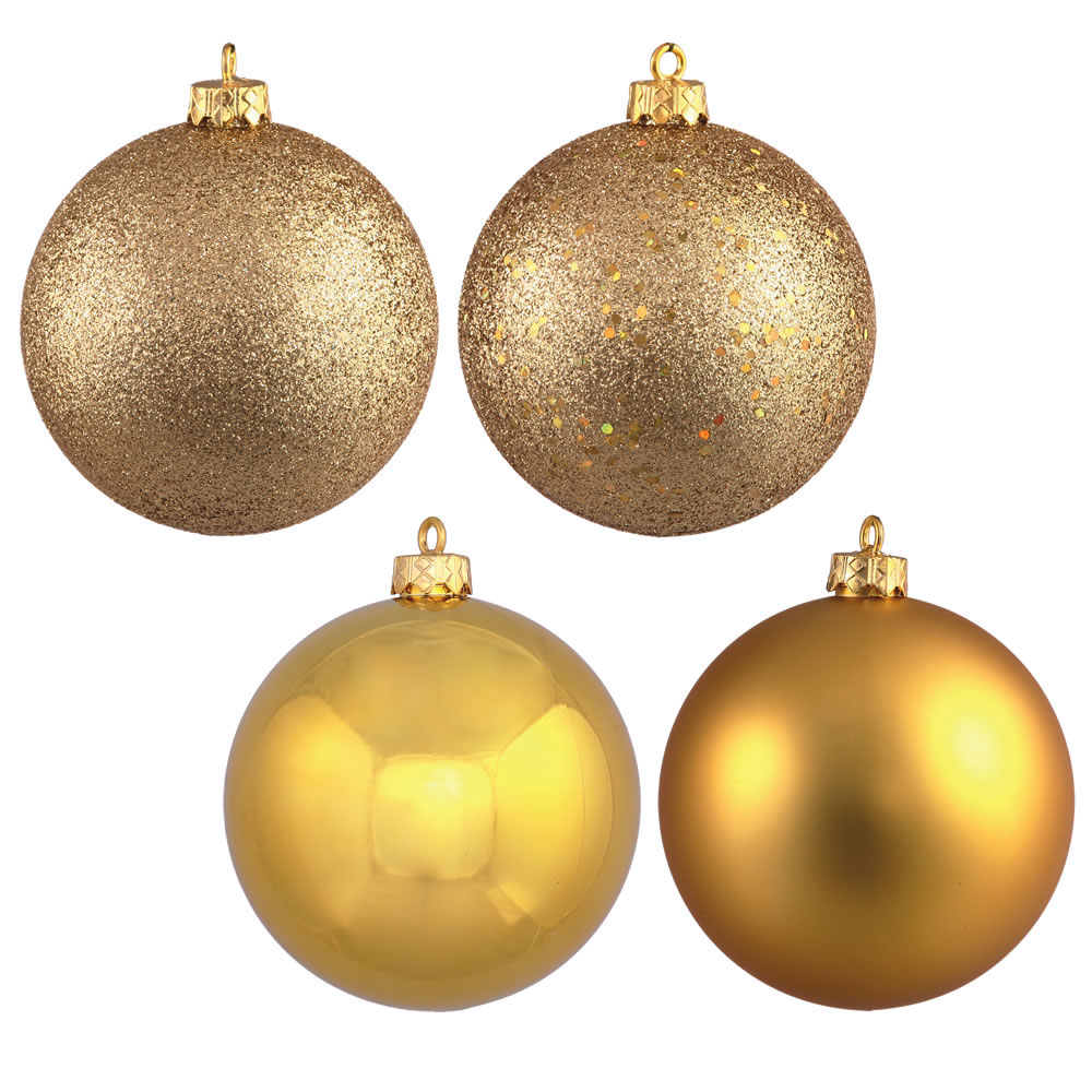 6 inch Gold 4-Finish Ball Ornament: Set of 4