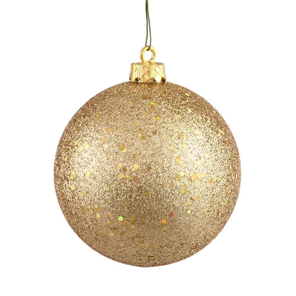6 inch Gold Sequin Ball Ornament: Set of 4