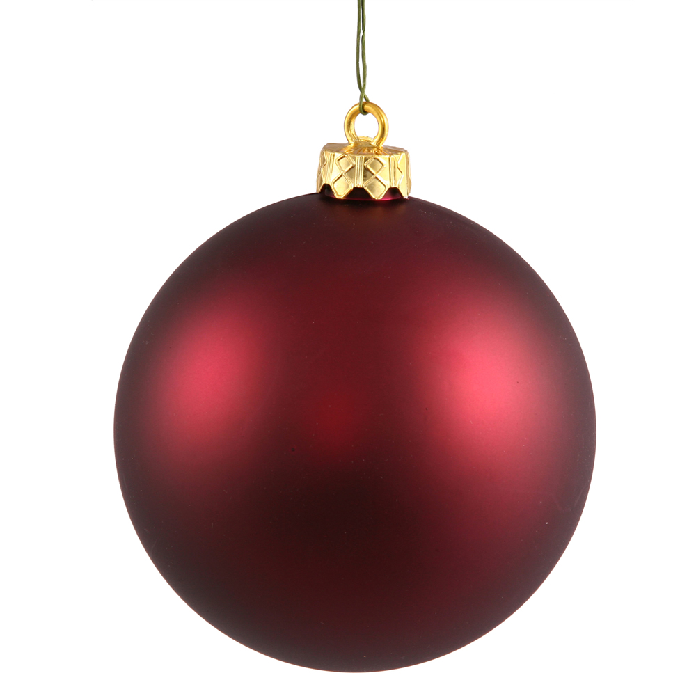 4 inch Wine Matte Ball Ornament: Set of 6 | N591019DMV