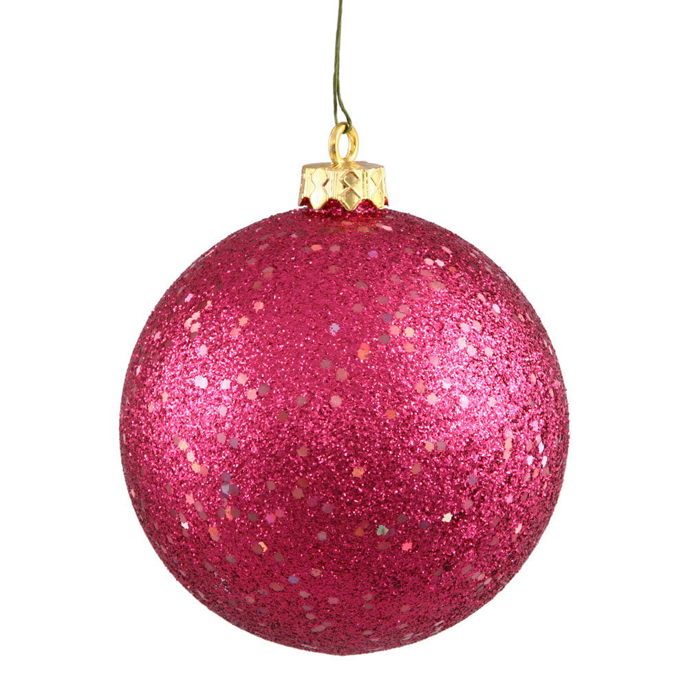 6 inch Wine Sequin Ball Ornament: Set of 4