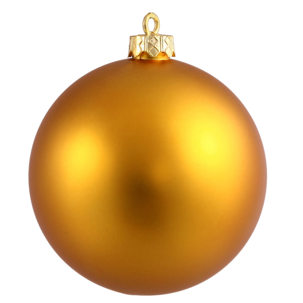 4 inch Antique Gold Matte Ball Ornament: Set of 6