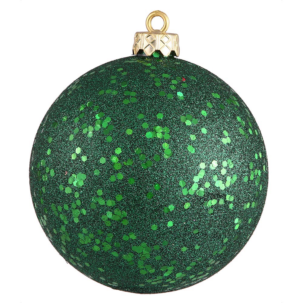 6 inch Emerald Sequin Ball Ornament: Set of 4