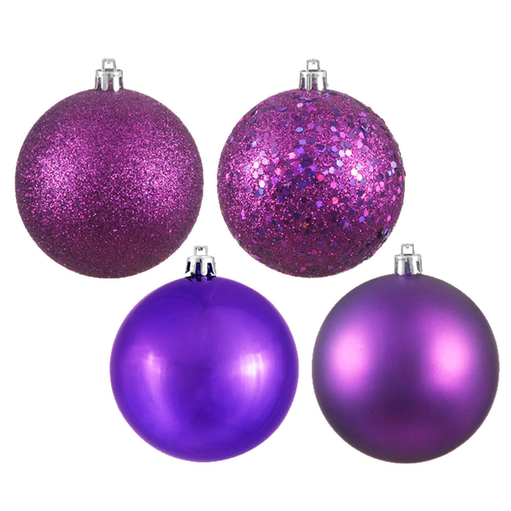 6 inch Plum 4-Finish Ball Ornament: Set of 4