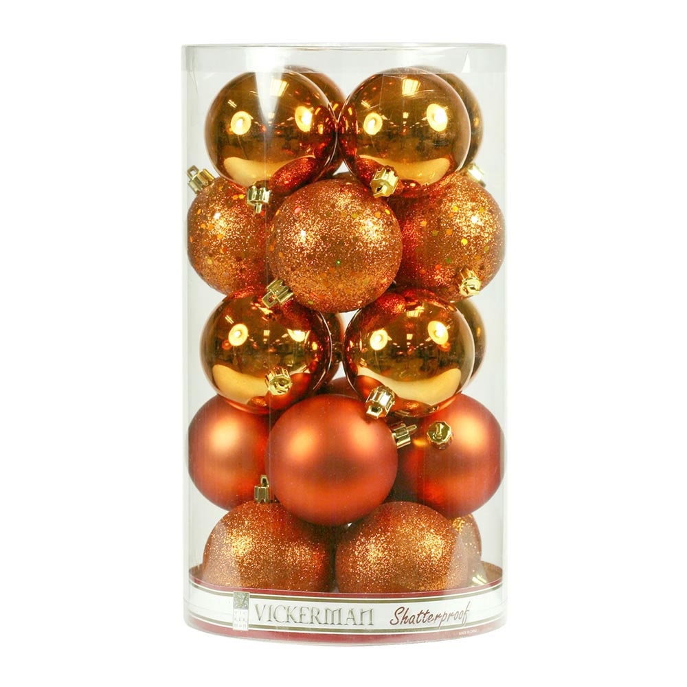 3 inch Burnish Orange 4-Finish Ball Ornament: Set of 32