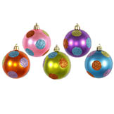 2.4 inch Assorted Polka Dot Ball Ornaments w/ 5 Colors (Set of 15)