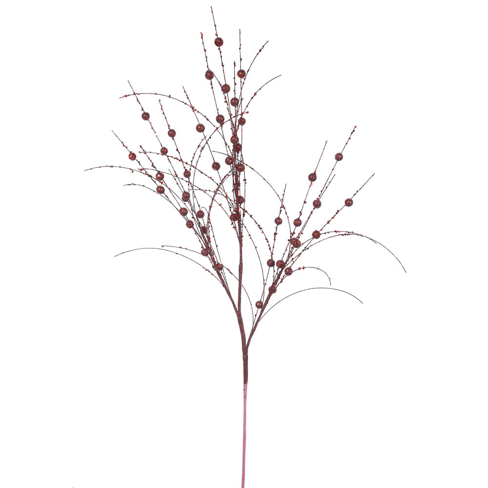 35 inch Burgundy Glitter Berry Spray: Set of 6