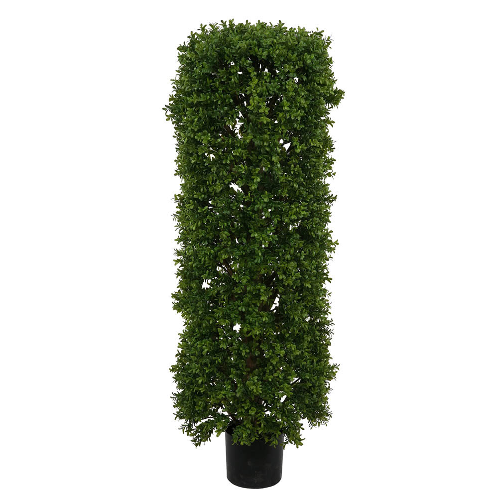 4 foot Boxwood Cylinder Tree Topiary in Black Plastic Pot | T132074