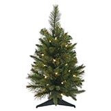 2 foot PE/PVC Cashmere Tree: Clear B/O LEDs