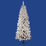 6.5 foot Flocked Pencil Pacific Pine: Clear Lights