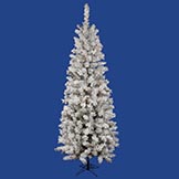 6.5 foot Flocked Pencil Pacific Pine: Multi-Colored LEDs
