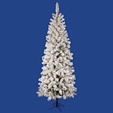 7.5 foot Flocked Pencil Pacific Pine Tree: Clear LEDs