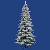 12 foot Slim Flocked Utica Fir Tree: Multi-Colored LEDs