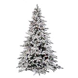 9 foot Flocked Utica Fir Christmas Tree: Multi-Colored LEDs