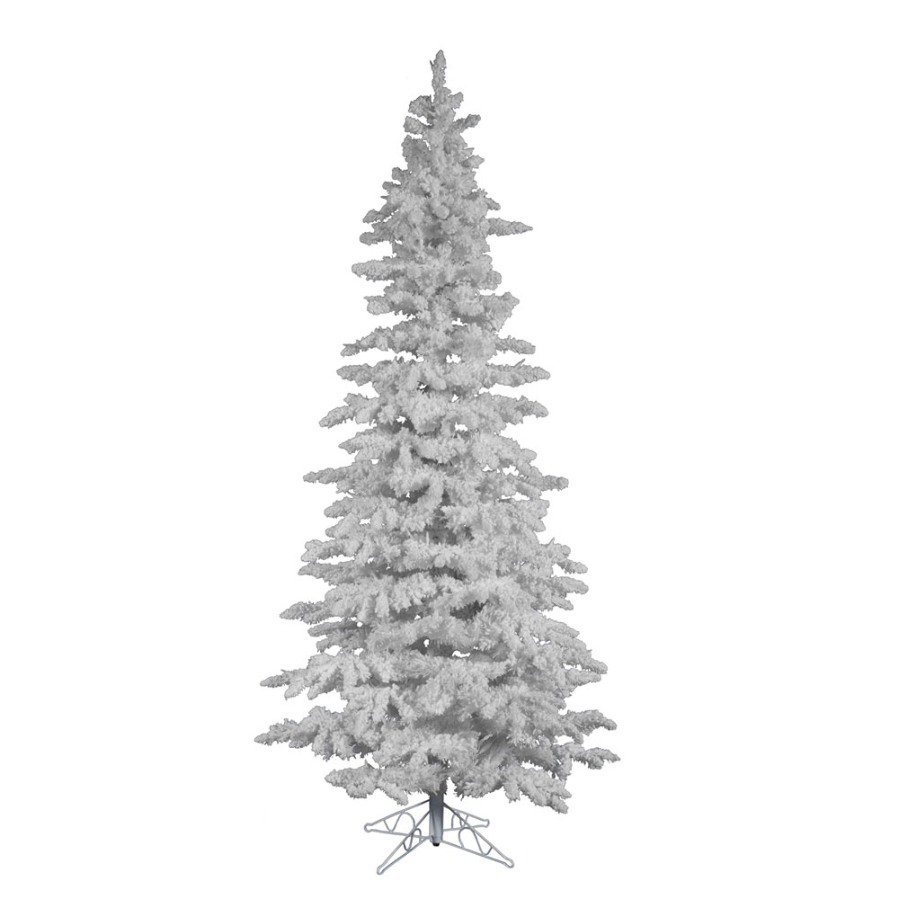 6.5 foot Flocked White Slim Spruce Christmas Tree: Unlit | A893565