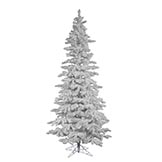 9 foot Flocked White Slim Spruce Christmas Tree: Unlit